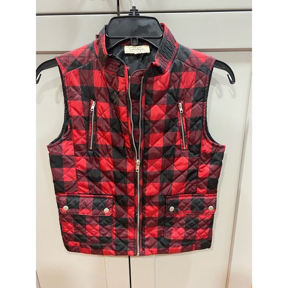 Jessica Simpson Big Girls Size 14/16 Sleeveless Quilted Buffalo Plaid Vest - Picture 5 of 5